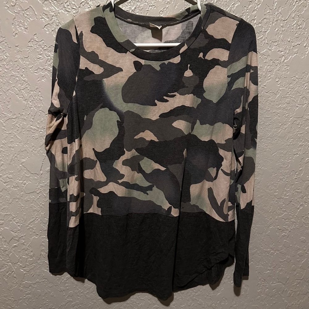 Sew In Love Camouflage Long Sleeve Top